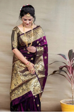 Women, Self Design Banarasi Silk Blend, Pure Silk Saree