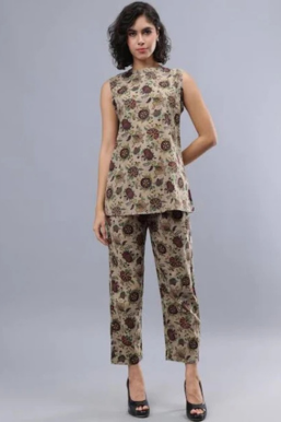 CORDSET Printed Pure Cotton Top with Trouser